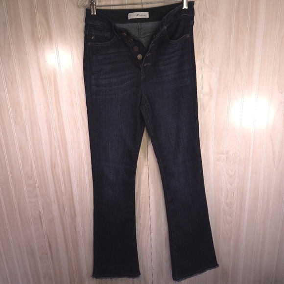 KanCan Tessa High Rise Exposed Button Fly Bootcut Jeans Darkwash Size 5/26 - Picture 1 of 12